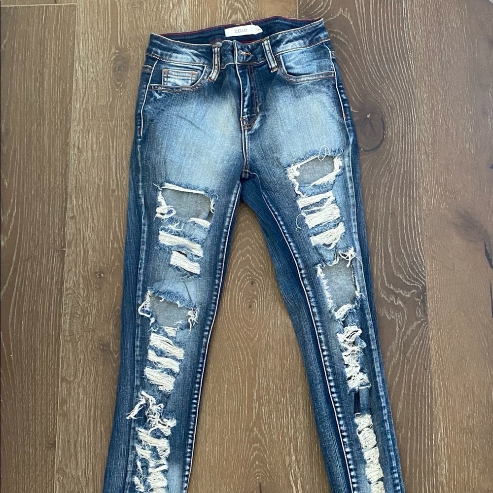 Ripped blue jeans!